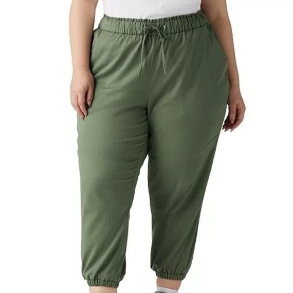Levi's Off Duty High Rise Relaxed Jogger Green Drawstring Pants Womens Size 24W